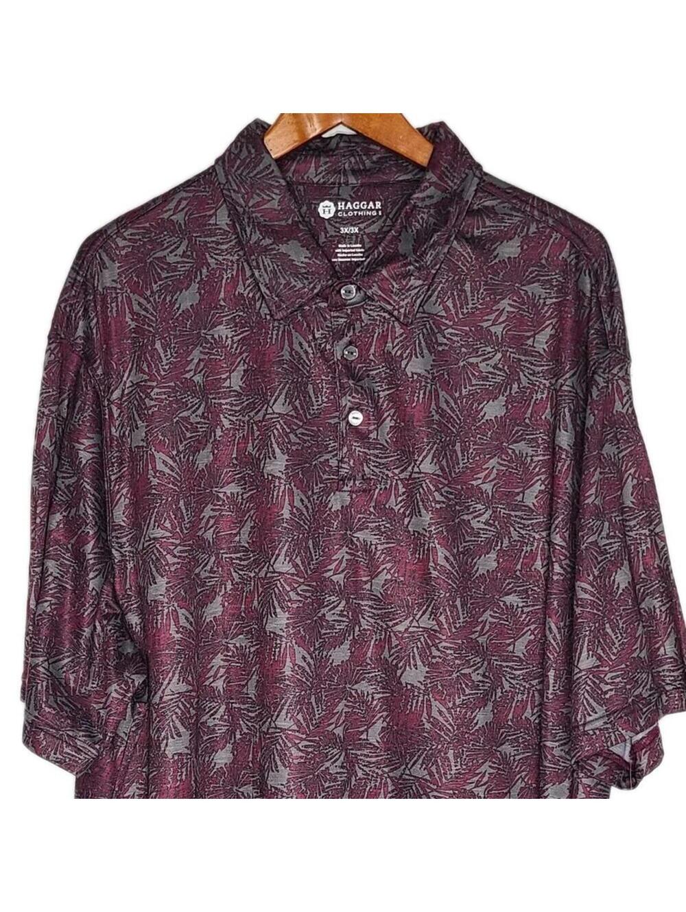 Haggar Clothing Co Men's Short Sleeve Polo Purple Gray 3X NWT